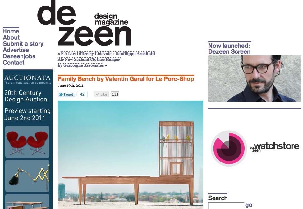 Dezeen feature on Family Bench